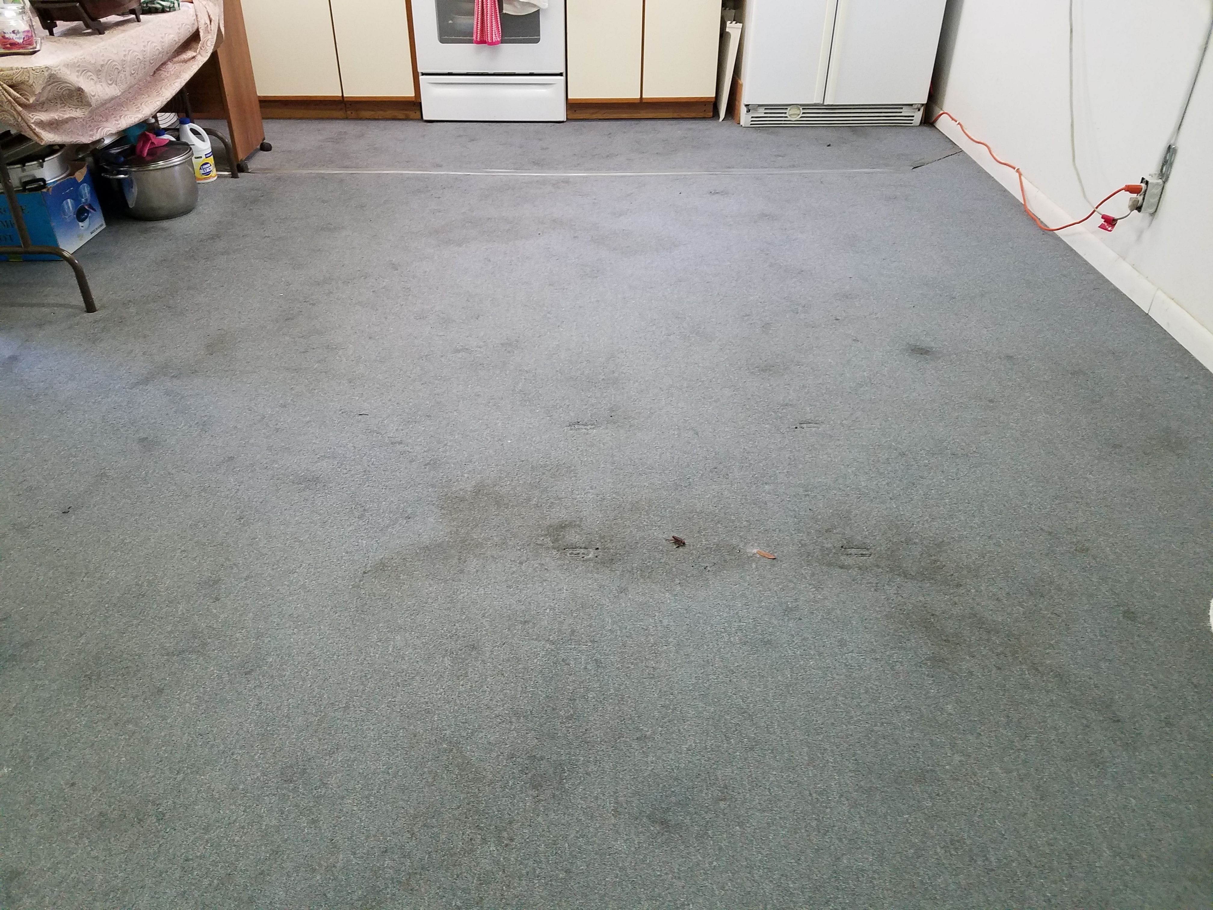 the before: soiled church kitchen carpet project